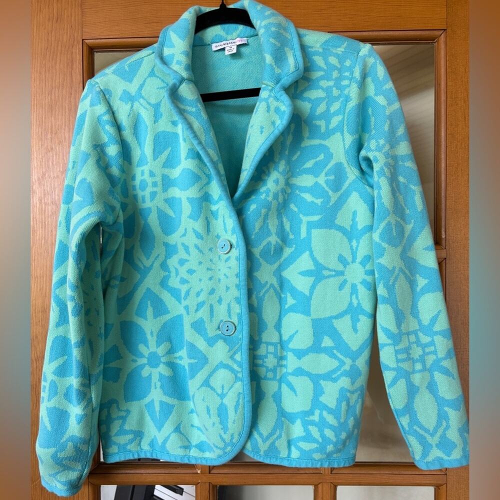 Isaac Mizrahi Blue Floral Jacket 1x
